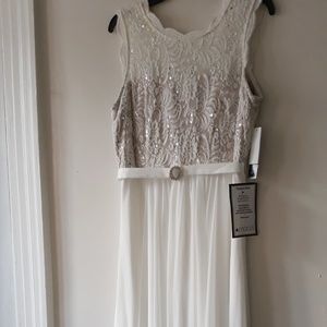 Formal dress. Size 14. Ivory/Taupe